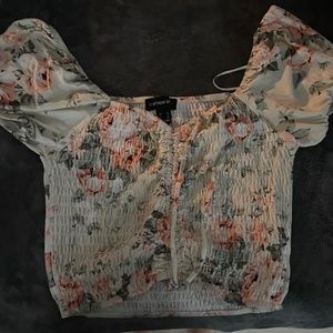 floral puff sleeves top